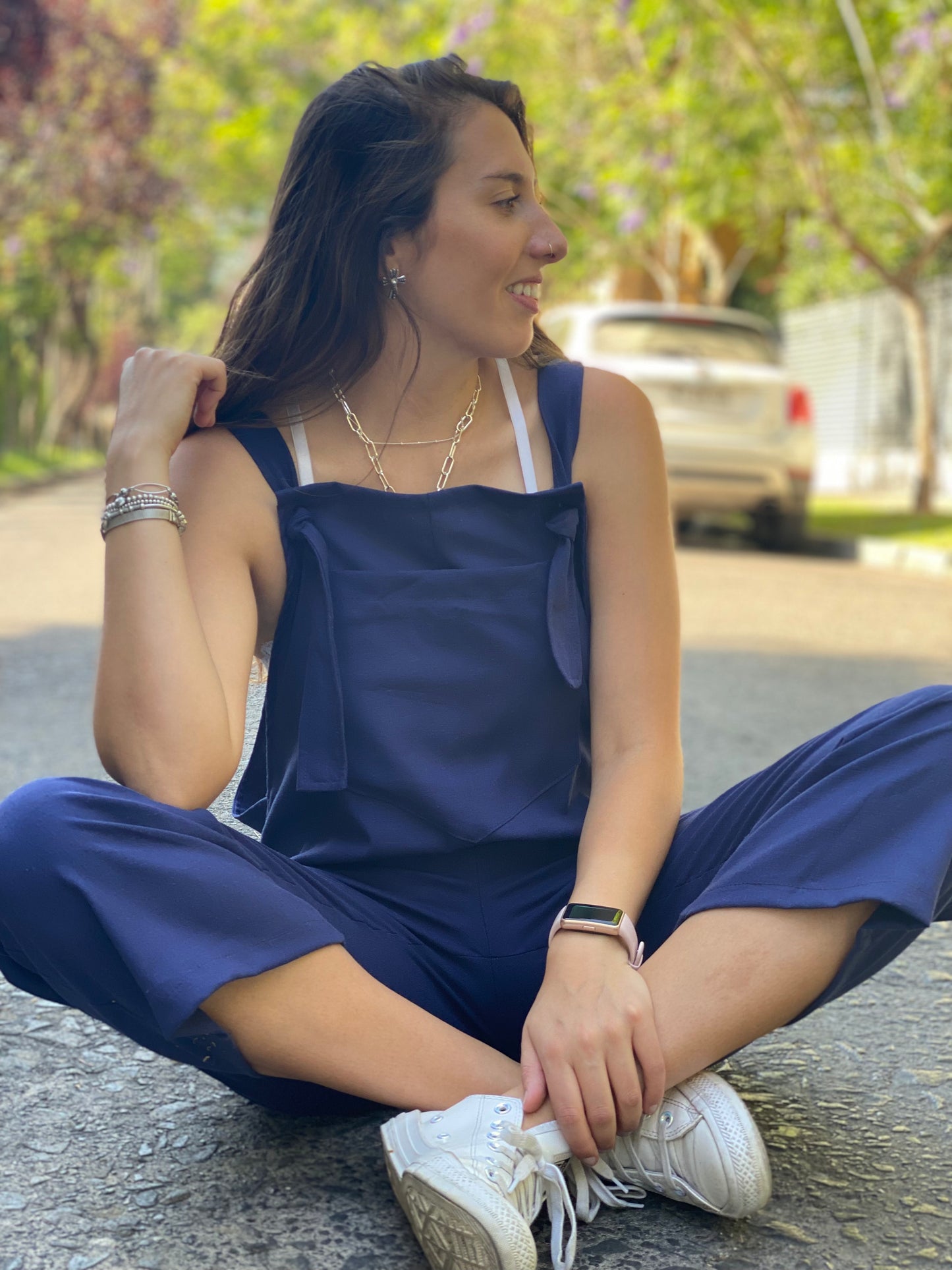 JARDINERA LINO LARGA AZUL.