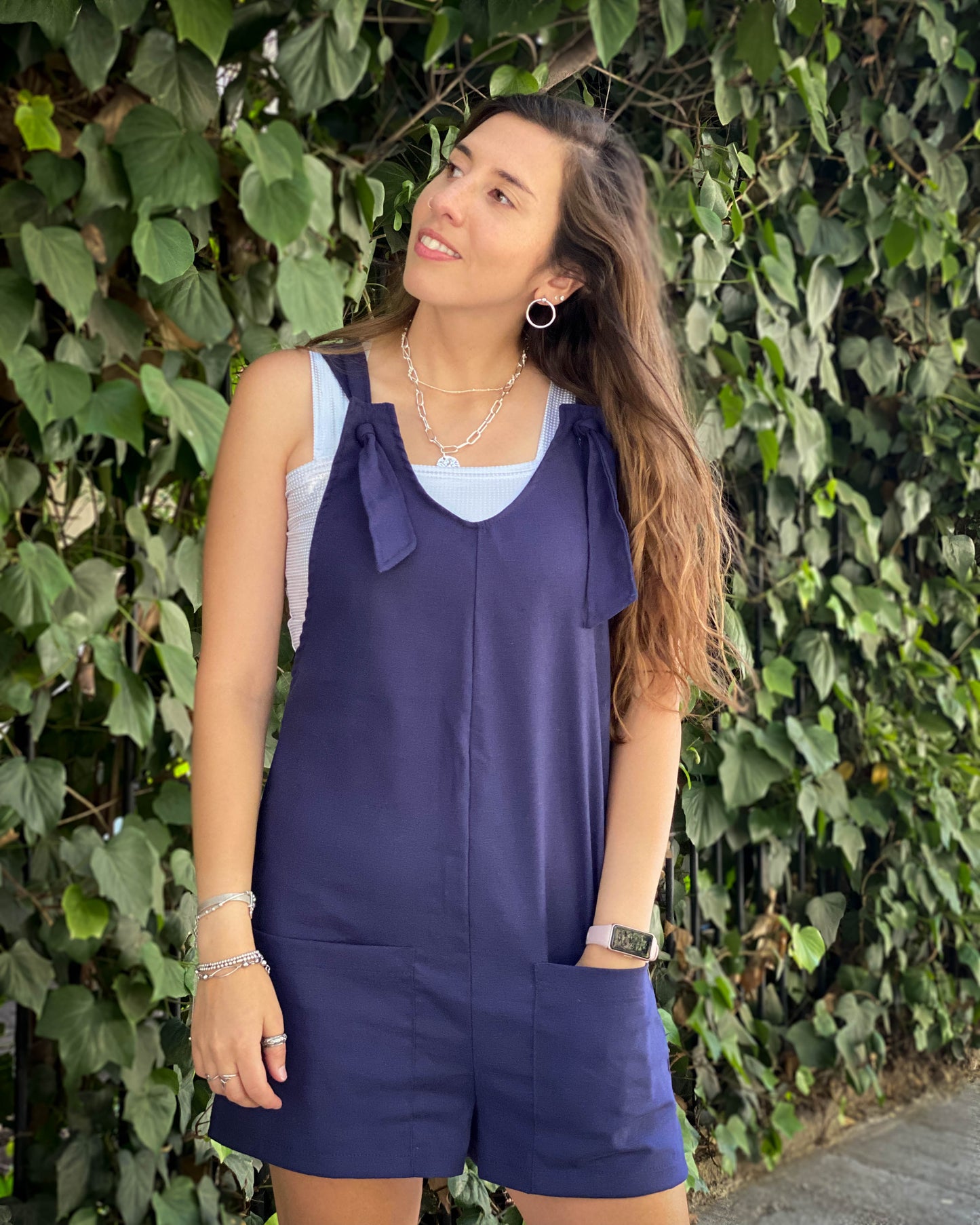 JARDINERA LINO CORTA AZUL.