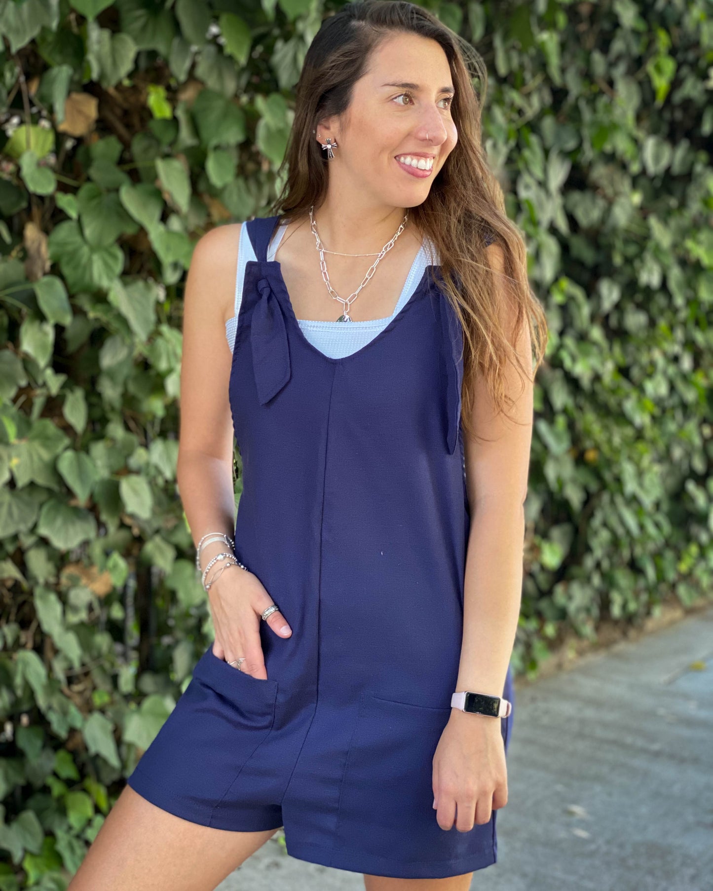 JARDINERA LINO CORTA AZUL.