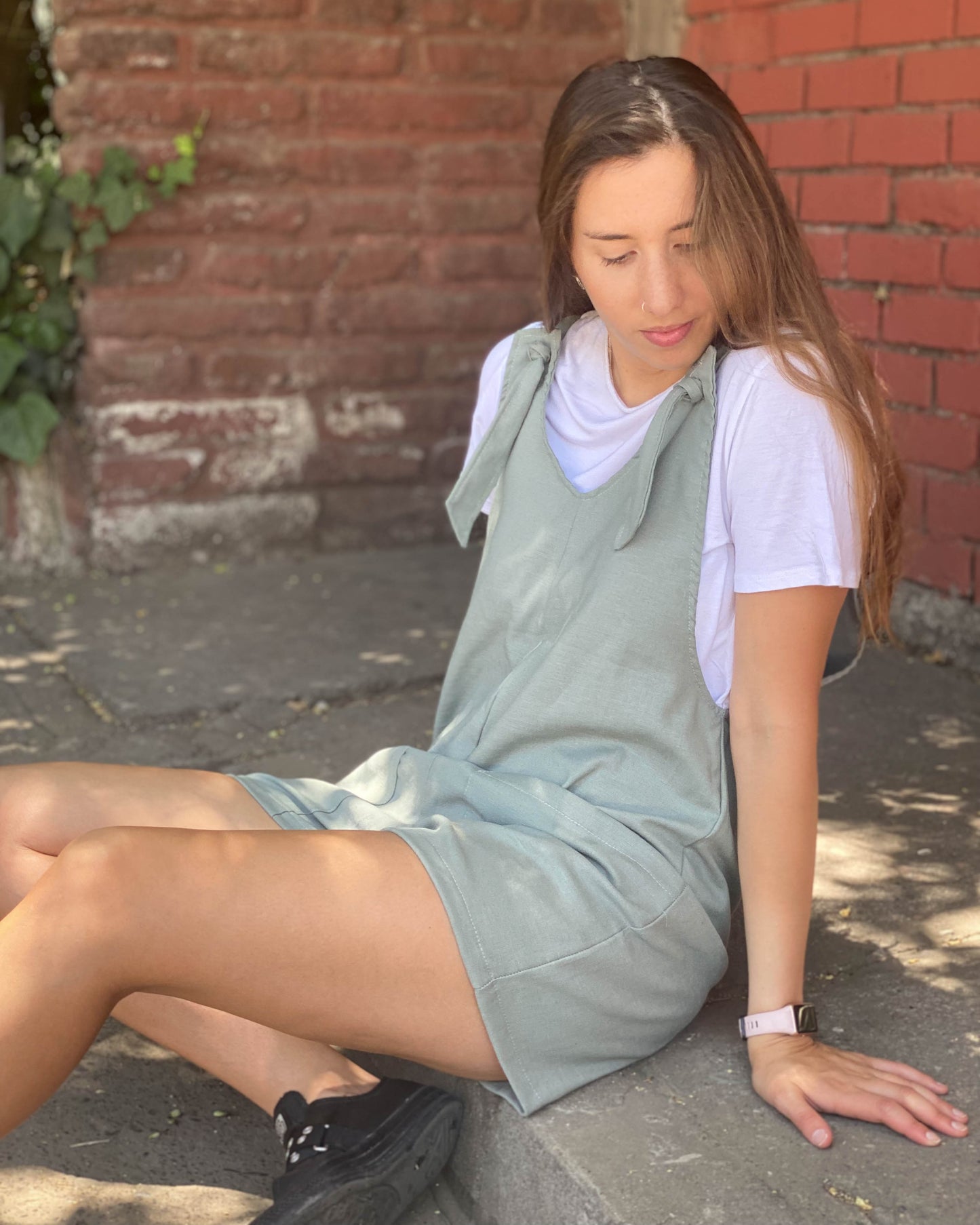 JARDINERA LINO CORTA VERDE.