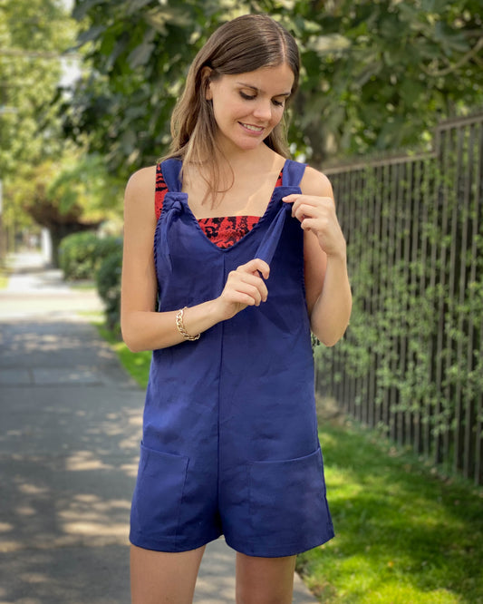 JARDINERA LINO CORTA AZUL.